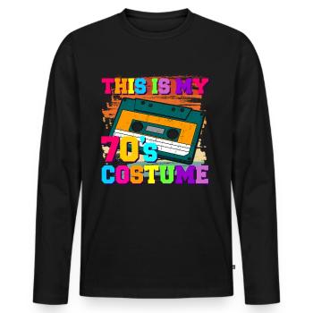 das ist mein 70s Kostüm 70er Jahre Geschenk - Männer Premium Bio Langarmshirt - Schwarz - Vorne - Nico (187cm)