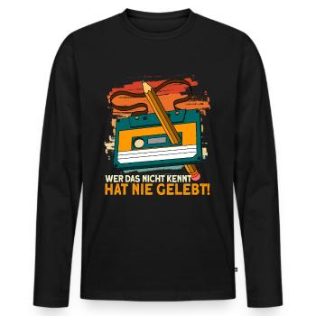Retro Kassette 80er 90er Vintage - Männer Premium Bio Langarmshirt - Schwarz - Vorne - Nico (187cm)