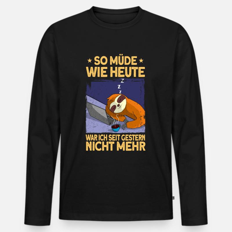 Faultier Geschenk Faultier Sprüche - Männer Premium Bio Langarmshirt - Schwarz