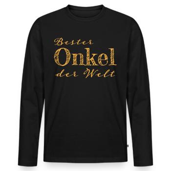 Onkel Familie Geschenk Geschenkidee - Männer Premium Bio Langarmshirt - Schwarz - Vorne - Nico (187cm)