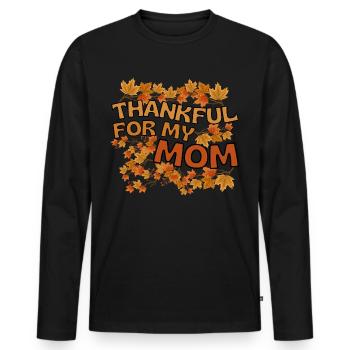Reconnaissant pour ma maman Maman Autumn Gratitude - T-shirt manches longues Premium bio Homme - noir - Devant - Nico (187cm)