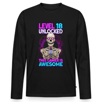 jeu de joueur 18e anniversaire jeux vidéo de jeu - T-shirt manches longues Premium bio Homme - noir - Devant - Nico (187cm)
