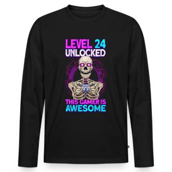 jeu de joueur 24e anniversaire jeux vidéo de jeu - T-shirt manches longues Premium bio Homme - noir - Devant - Nico (187cm)
