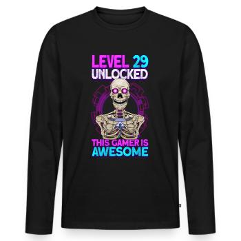 gamer gaming 29th birthday gaming video games - Men's Premium Organic Long Sleeve Shirt - black - Front - Nico (187cm)