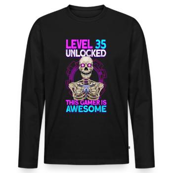 gamer gaming 35th birthday gaming video games - Men's Premium Organic Long Sleeve Shirt - black - Front - Nico (187cm)