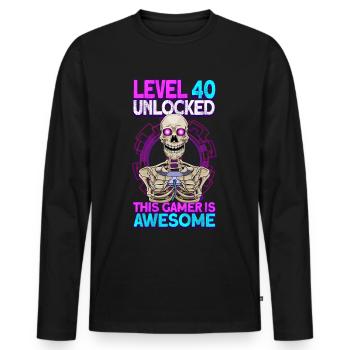 gamer gaming 40th birthday gaming video games - Men's Premium Organic Long Sleeve Shirt - black - Front - Nico (187cm)