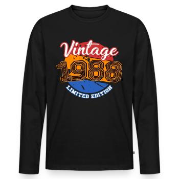 Vintage Birthday Gift 1988 Limited Edition - Men's Premium Organic Long Sleeve Shirt - black - Front - Nico (187cm)