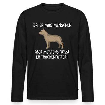 Ja er mag Menschen Pitbull - Männer Premium Bio Langarmshirt - Schwarz - Vorne - Nico (187cm)