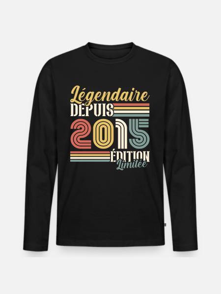 Légendaire Depuis 2015 - T-shirt manches longues Premium bio Homme - noir
