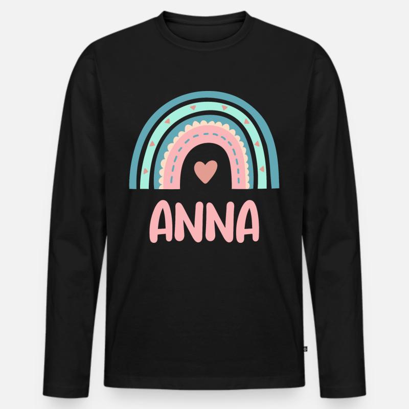 Anna Name Regenbogen Baby - Männer Premium Bio Langarmshirt - Schwarz