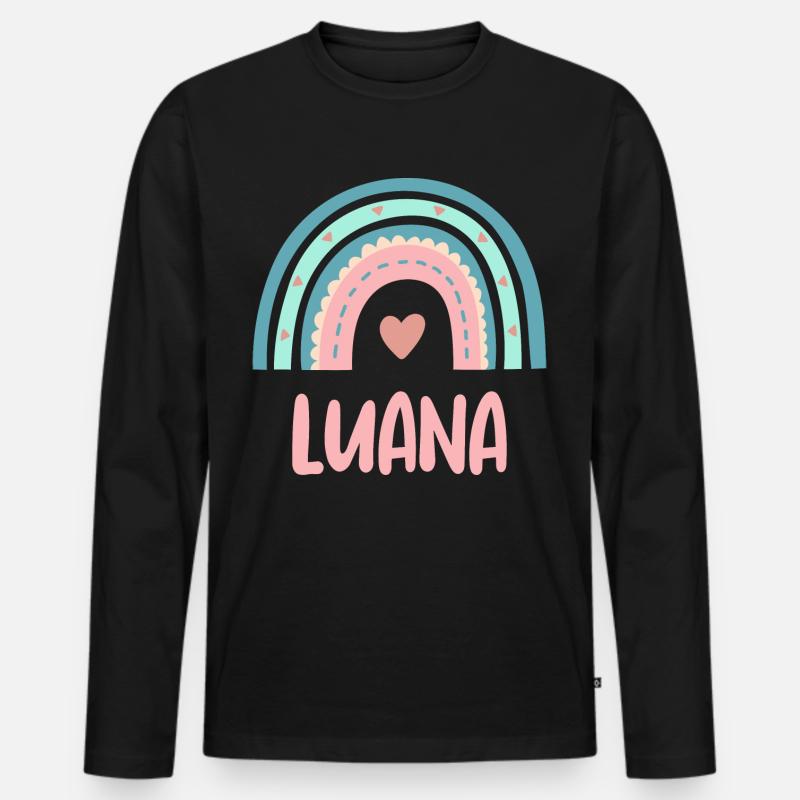 Luana Name Regenbogen Baby - Männer Premium Bio Langarmshirt - Schwarz