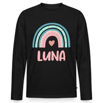Luna Name Rainbow Baby - Men's Premium Organic Long Sleeve Shirt - black - Front - Nico (187cm)