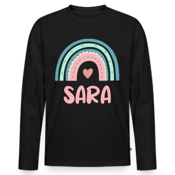 Sara Name Regenbogen Baby - Männer Premium Bio Langarmshirt - Schwarz - Vorne - Nico (187cm)