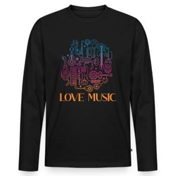Love Music - Men's Premium Organic Long Sleeve Shirt - black - Front - Nico (187cm)