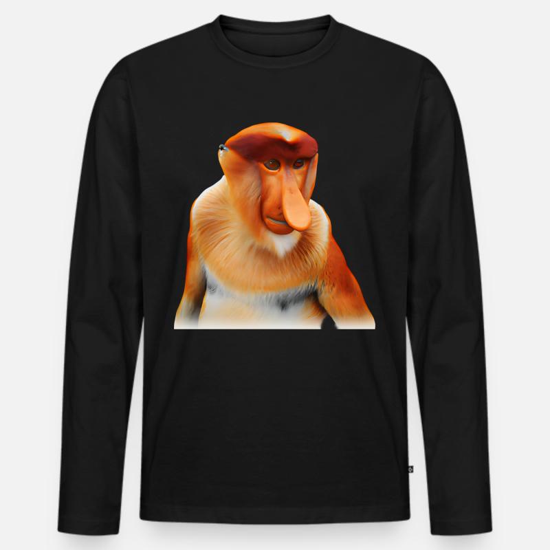 Der exotische Nasenaffe - Männer Premium Bio Langarmshirt - Schwarz
