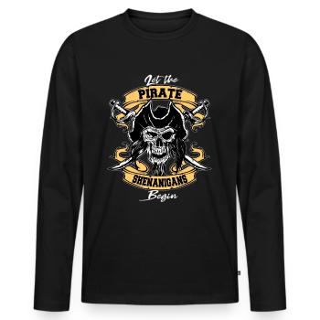 Pirate tête de pirate Pirate Dicton - T-shirt manches longues Premium bio Homme - noir - Devant - Nico (187cm)