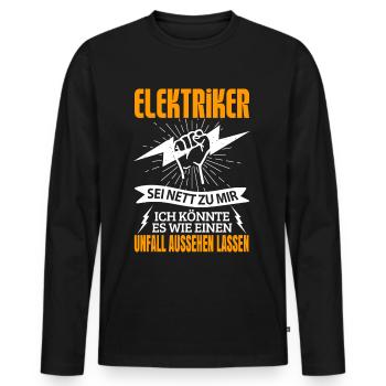 Elektriker Spüche Elektroniker Elektrotechniker - Männer Premium Bio Langarmshirt - Schwarz - Vorne - Nico (187cm)