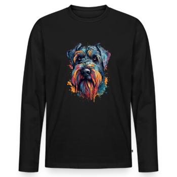 Chien géant-schnauzer coloré - T-shirt manches longues Premium bio Homme - noir - Devant - Nico (187cm)