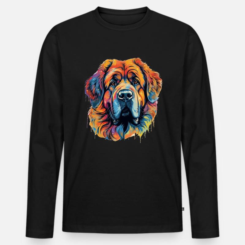 Bunter Leonberger Hund - Männer Premium Bio Langarmshirt - Schwarz