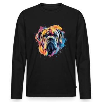 Chien Mastiff coloré - T-shirt manches longues Premium bio Homme - noir - Devant - Nico (187cm)