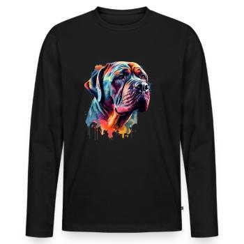 Chien Mastiff coloré - T-shirt manches longues Premium bio Homme - noir - Devant - Nico (187cm)