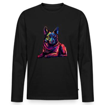 Colorful Norwegian-elkhound - Men's Premium Organic Long Sleeve Shirt - black - Front - Nico (187cm)
