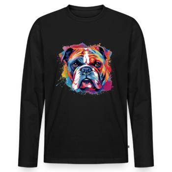 Bouledogue coloré - T-shirt manches longues Premium bio Homme - noir - Devant - Nico (187cm)