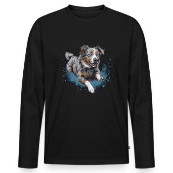 Berger australien Dock-Plongée dans l’eau - T-shirt manches longues Premium bio Homme - noir - Devant - Nico (187cm)
