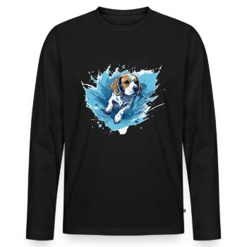 Beagle Dock-Diving into Water - Men's Premium Organic Long Sleeve Shirt - black - Front - Nico (187cm)