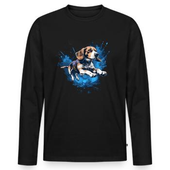 Beagle Dock-Diving into Water - Men's Premium Organic Long Sleeve Shirt - black - Front - Nico (187cm)