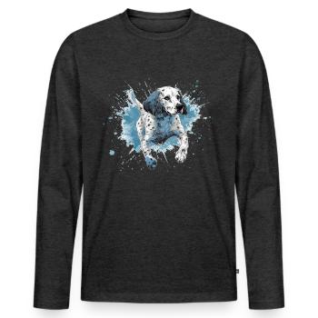 Dalmatinisches Dock-Tauchen ins Wasser - Männer Premium Bio Langarmshirt - Anthrazit meliert - Vorne - Nico (187cm)