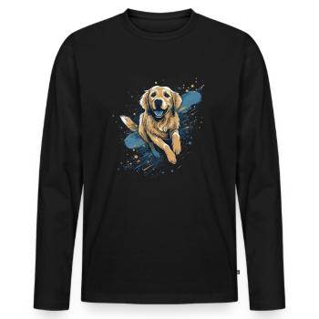 Golden-retriever Dock-Plongée dans l’eau - T-shirt manches longues Premium bio Homme - noir - Devant - Nico (187cm)