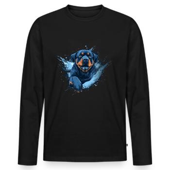 Rottweiler Dock-Diving into Water - Men's Premium Organic Long Sleeve Shirt - black - Front - Nico (187cm)