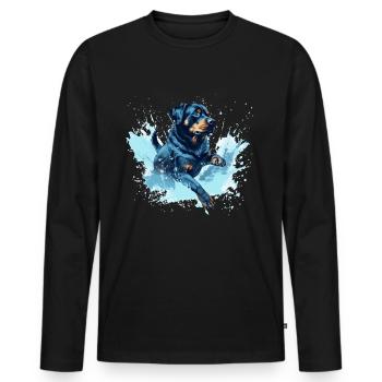 Rottweiler Dock-Diving into Water - Men's Premium Organic Long Sleeve Shirt - black - Front - Nico (187cm)