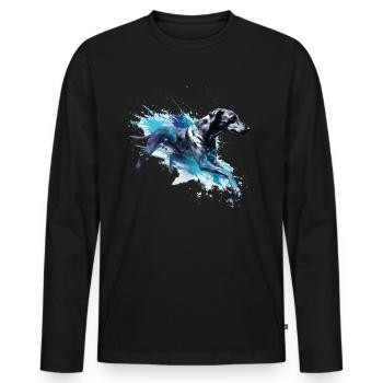 Whippet Dock-Diving into Water - Men's Premium Organic Long Sleeve Shirt - black - Front - Nico (187cm)