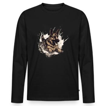 Berger allemand Dock-Plongée dans l’eau - T-shirt manches longues Premium bio Homme - noir - Devant - Nico (187cm)