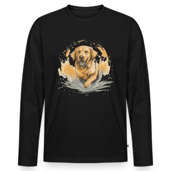 Golden-retriever Dock-Plongée dans l’eau - T-shirt manches longues Premium bio Homme - noir - Devant - Nico (187cm)
