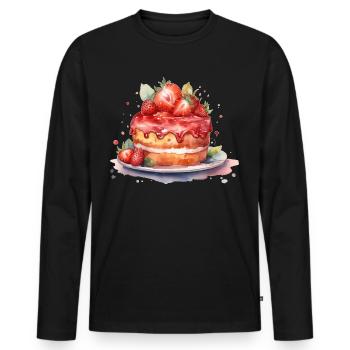 Erdbeeren Bäckerei, Küche Konditorin Erdbeerkuchen - Männer Premium Bio Langarmshirt - Schwarz - Vorne - Nico (187cm)