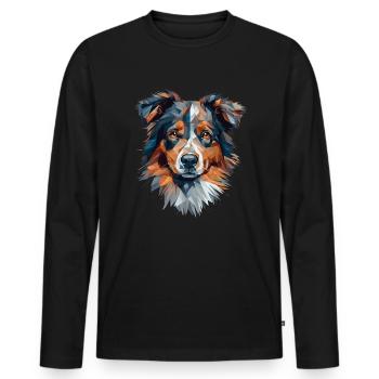 Design d’art coloré de berger australien - T-shirt manches longues Premium bio Homme - noir - Devant - Nico (187cm)