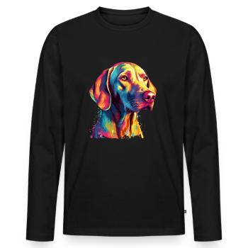 Design d’art coloré Weimaraner - T-shirt manches longues Premium bio Homme - noir - Devant - Nico (187cm)