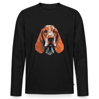 Design d’art coloré Basset-hound - T-shirt manches longues Premium bio Homme - noir - Devant - Nico (187cm)