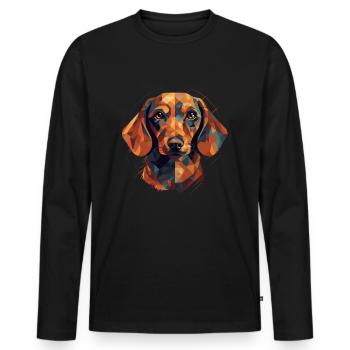 Design d’art coloré du teckel - T-shirt manches longues Premium bio Homme - noir - Devant - Nico (187cm)