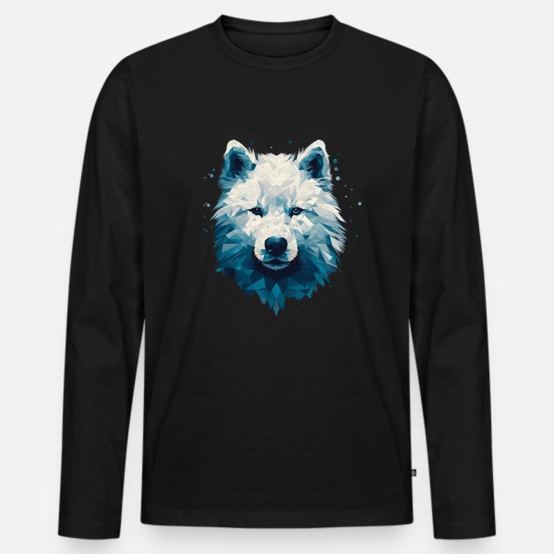 Buntes Samojeden-Kunstdesign - Männer Premium Bio Langarmshirt - Schwarz
