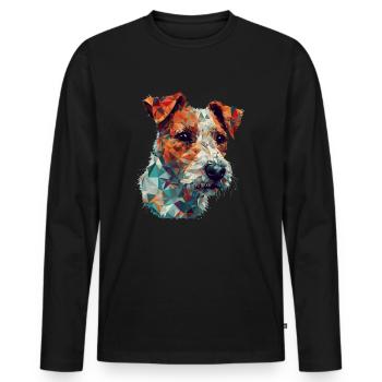 Design d’art coloré Russel-terrier - T-shirt manches longues Premium bio Homme - noir - Devant - Nico (187cm)