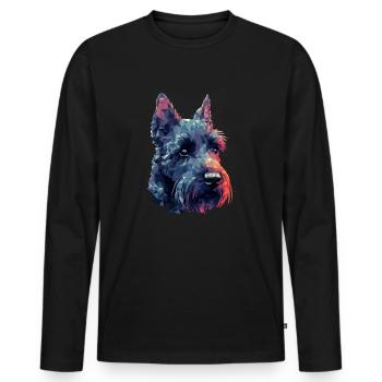 Design d’art écossais-terrier coloré - T-shirt manches longues Premium bio Homme - noir - Devant - Nico (187cm)
