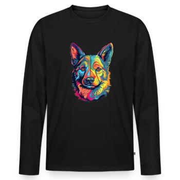 Design d’art Valhund coloré - T-shirt manches longues Premium bio Homme - noir - Devant - Nico (187cm)