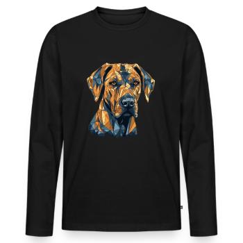 Buntes Rhodesian-Ridgeback-Kunstdesign - Männer Premium Bio Langarmshirt - Schwarz - Vorne - Nico (187cm)
