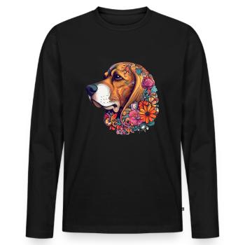 Design d’art coloré Beagle - T-shirt manches longues Premium bio Homme - noir - Devant - Nico (187cm)