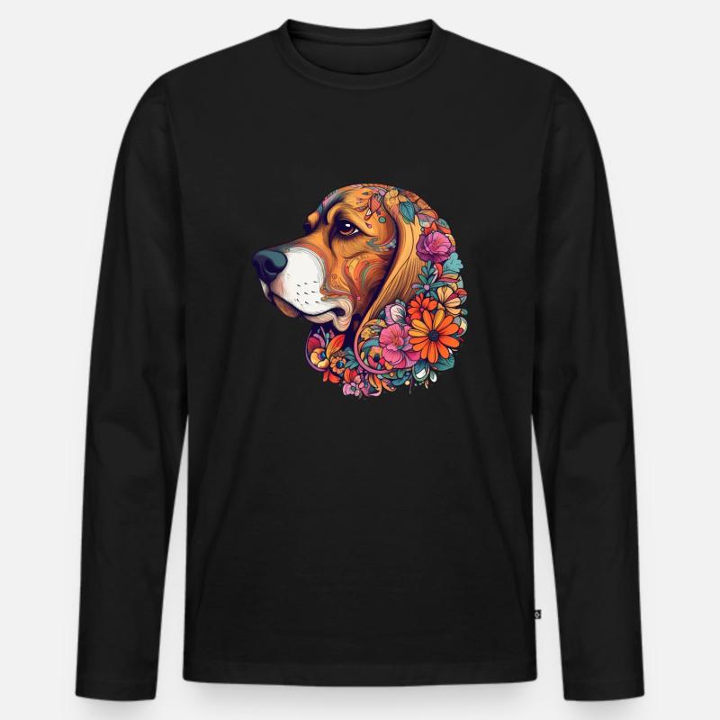 Buntes Beagle-Kunstdesign - Männer Premium Bio Langarmshirt - Schwarz