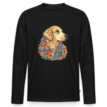 Design d’art coloré Golden-retriever - T-shirt manches longues Premium bio Homme - noir - Devant - Nico (187cm)